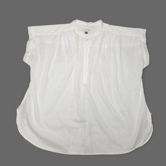 Universal Thread White Cotton Blouse XL – Mock Neck, Cap Sleeves, Casual Wear - Picture 1 of 8